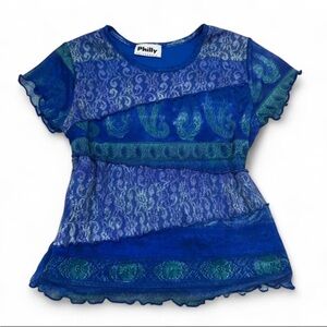 Women's Blue Short Sleeve Top